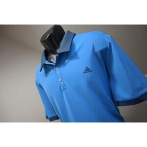 Adidas Golf Polo ClimaLite Blue Short Sleeve Athletic Golf Shirt Mens Sz XL